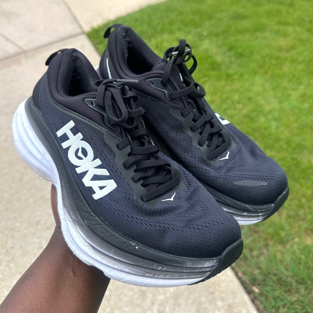 Hoka Bondi 8 Women's Athletic Shoes Size 8 Black White - Picture 11 of 12